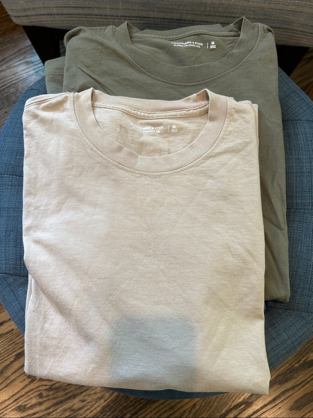 Abercrombie & Fitch Men’s Crew Neck Tees in Beige and Olive Green